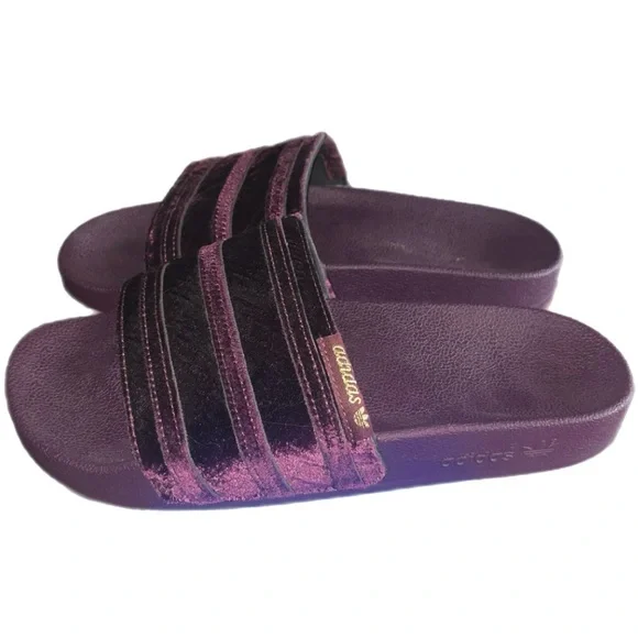 Adidas Adilette velour Slip On Womens Shoes Size 9 - Picture 2 of 7